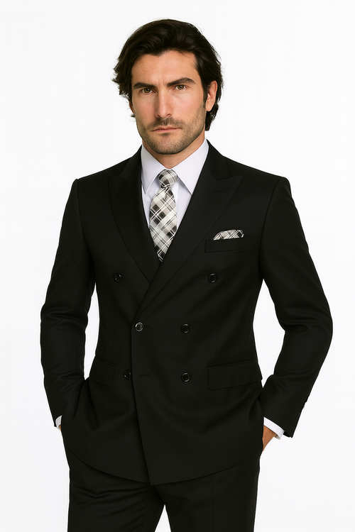 Pacelli by Zacchi Men's 2-Piece Double Breasted Suit - Solid Colors