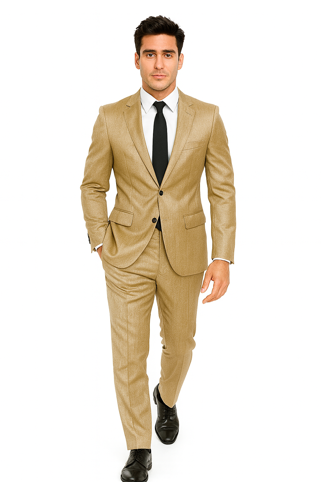 Alberto Nardoni Tan~Khaki~Taupe Vested Linen Wedding Suit - 38 Long + 32 Waist(Adjust 2" Large and amp 4")