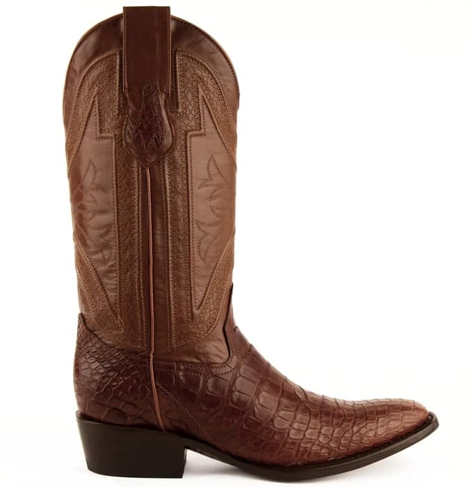 Ferinni Boot - Mens Dress Cowboy Boot - Ferrini Men's Stallion Alligator Belly Boots Narrow Square Toe Handcrafted Cognac - 8EE