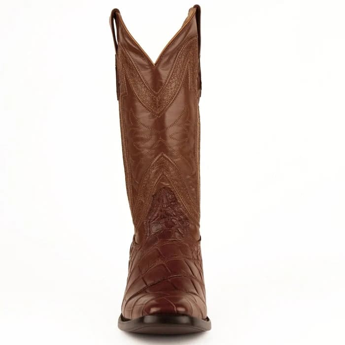 Ferinni Boot - Mens Dress Cowboy Boot - Ferrini Men's Stallion Alligator Belly Boots French Toe Handcrafted Cognac in Cognac - 8D