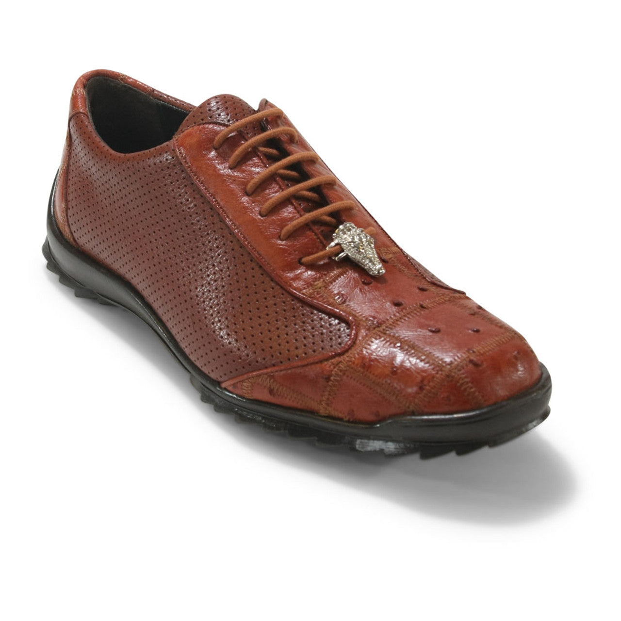 Los Altos Cognac Ostrich Patch Casual Shoes - 8