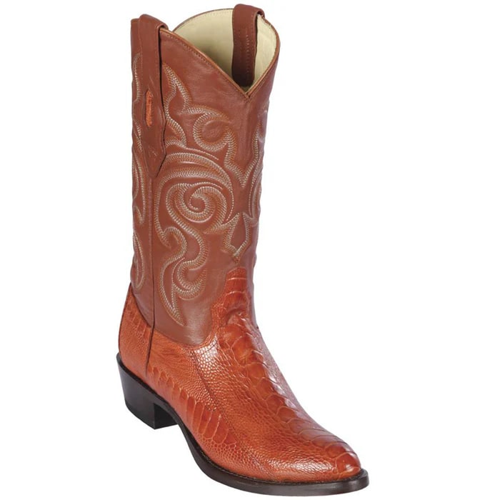 Los Altos Boots - Mens Dress Cowboy Boot - Low Priced Cognac Ostrich Leg Mens Cowboy Boots- in Cognac - 6