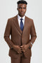 Cheap Priced Suit - Men's Two Button Vested Stacy Adams Designer Sharkskin  Cognac Suit