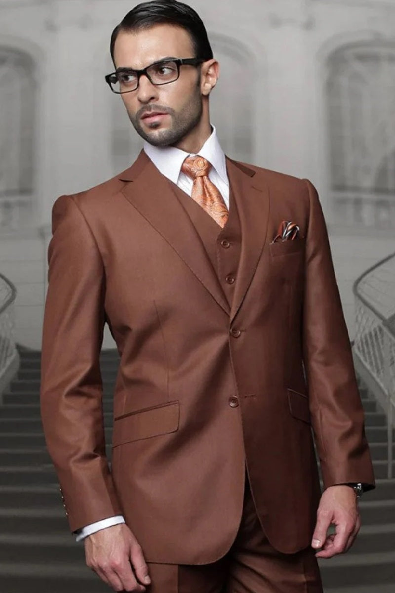 Big and Tall Suit - Copper Big and Tall Regular Fit 3 PC Suit - Coat Size 38
