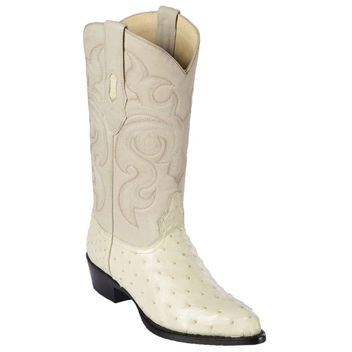 Los Altos Boots - Mens Dress Cowboy Boot - Low Priced Winter-White Ostrich Cowboy Boots- in White - 6