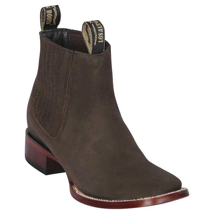 Los Altos Boots - Mens Dress Cowboy Boot - Low Priced Brown Ankle Square Toe Boots- in Brown - 6