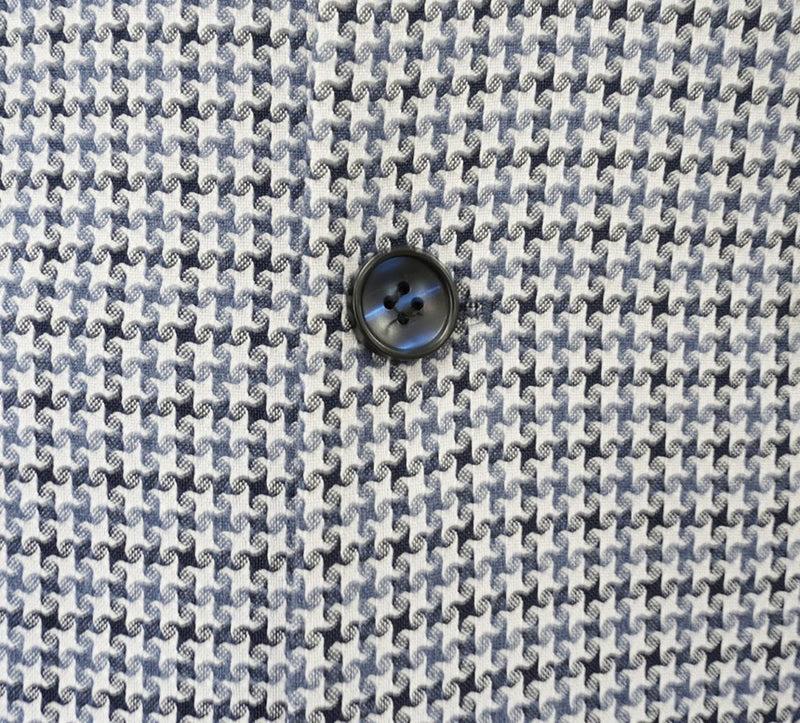 Blue Houndstooth Hybrid Fit Double Breasted Jacket - S