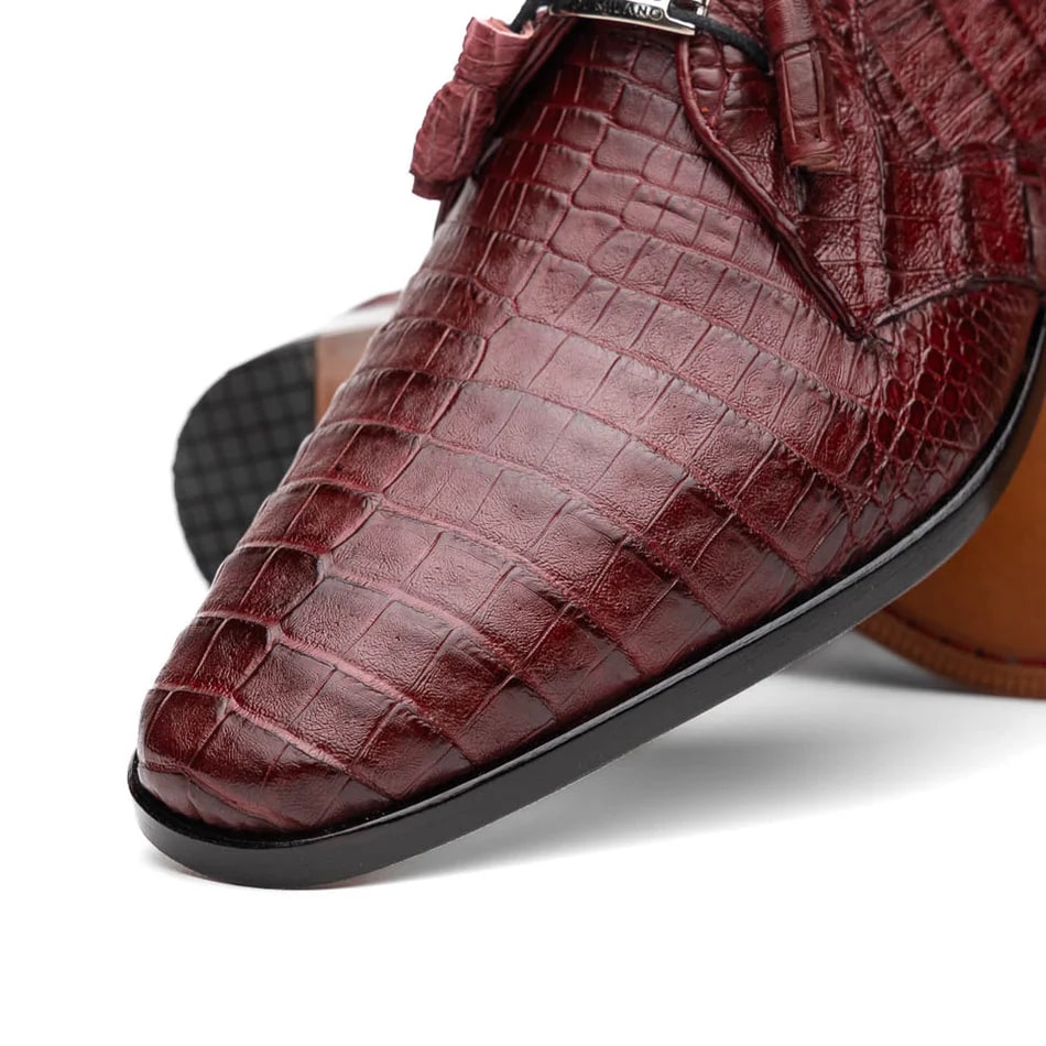 Marco Di Milano Lacio Men's Shoes Wine Exotic Crocodile Derby Oxfords - 8.5