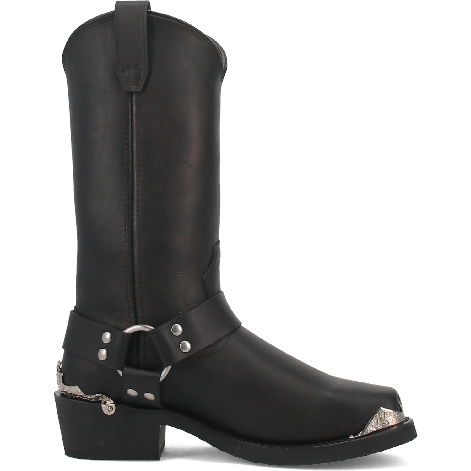 Chopper Leather Harness Biker Boot - Black