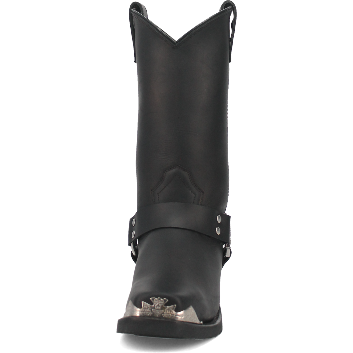 Chopper Leather Harness Biker Boot - Black
