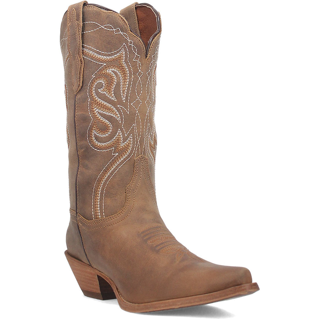 Dan Post Women's Square Toe Tan/Denim Ellie Leather Boots - 7M