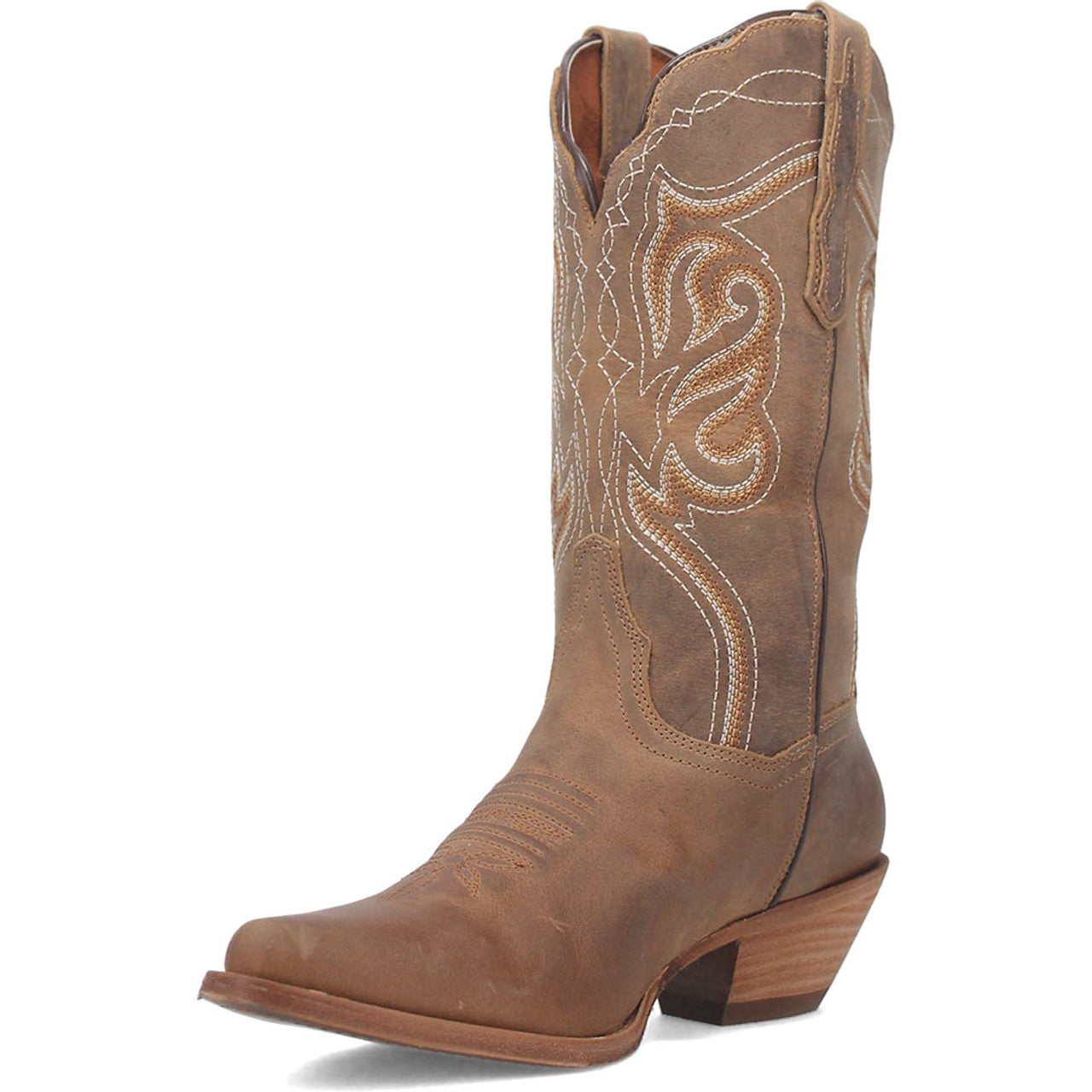 Dan Post Women's Square Toe Tan/Denim Ellie Leather Boots - 7M