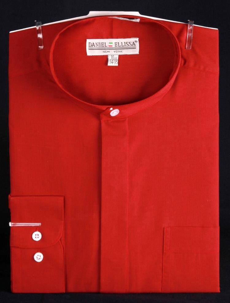 "Red Men's Classic French Front Dress Shirt with Banded Collar" - 14½ 32/33