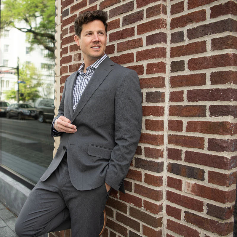 Seersucker Blazer - "Voodoo Gray" Seersucker Sport Coat Voodoo Gray Seersucker Stretch Sport Coat - 38 R