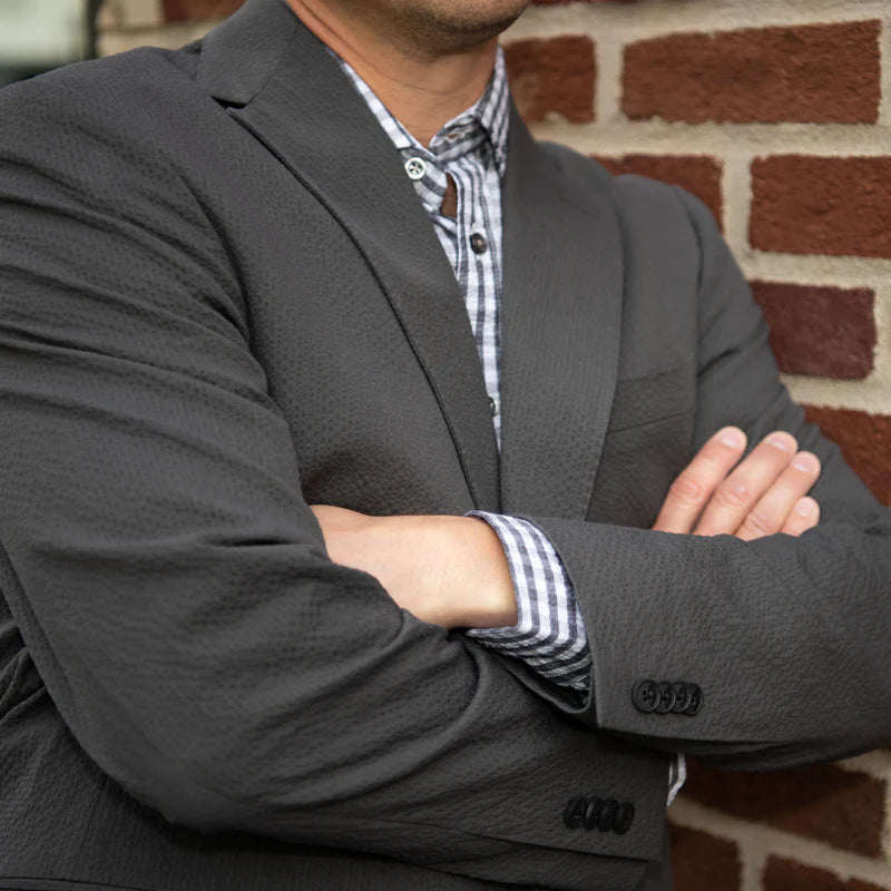 Seersucker Blazer - "Voodoo Gray" Seersucker Sport Coat Voodoo Gray Seersucker Stretch Sport Coat - 38 R