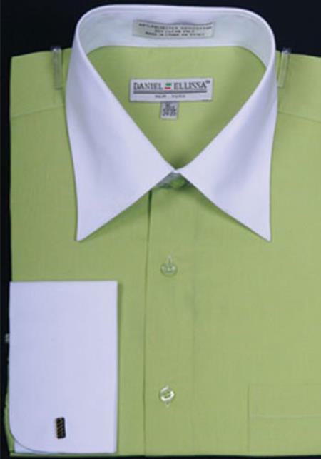 Pink Color Daniel Ellissa Bright Two Tone Solid French Cuff Fuchsia ~ fuschia Dress Shirt Big and Tall Sizes White Collar Two Toned Contrast 18 19 20 21 22 Inch Neck Men's Dress Shirt