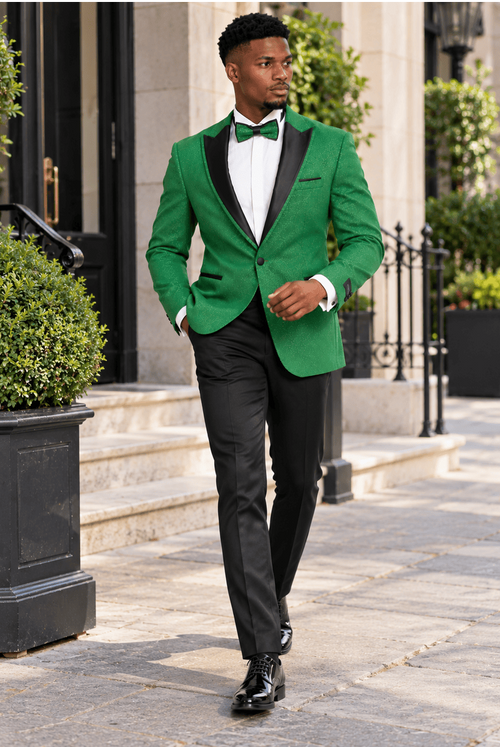 Mens Emerald Green Tuxedo - New Year Christmas Sequin Sparkly Shiny Dinner Jacket + Pants