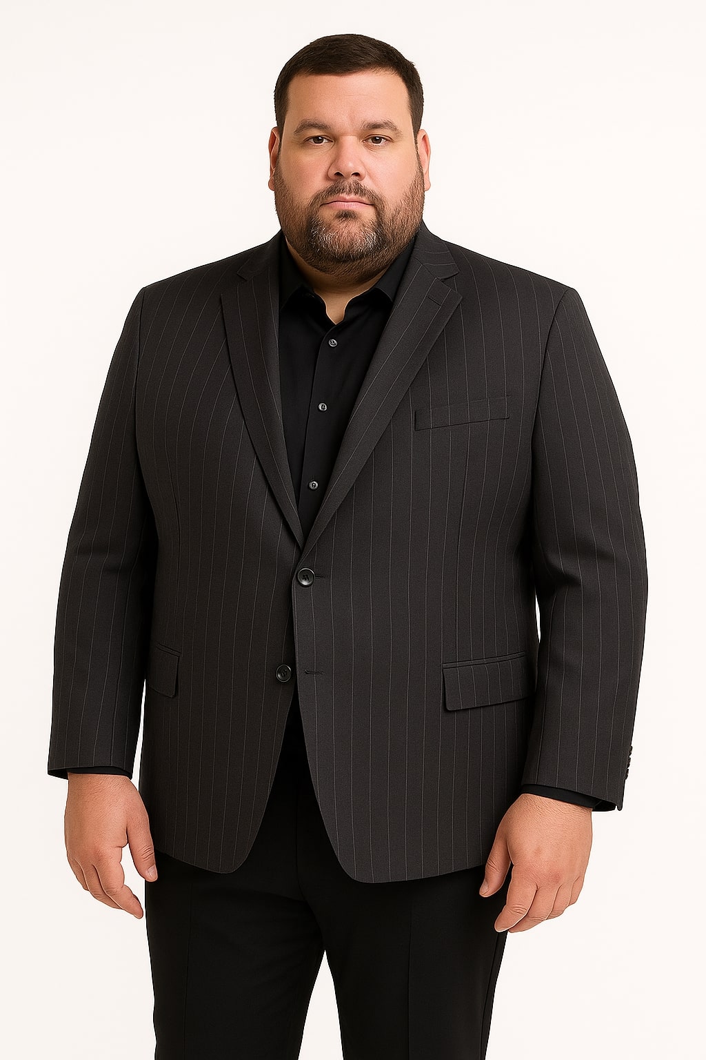 Pinstripe Blazer in Black Pinstripe Almost Dark Charcoal Grey Pinstripe Sport Coat - 1920s Pattern Sport Coat - 36 Short