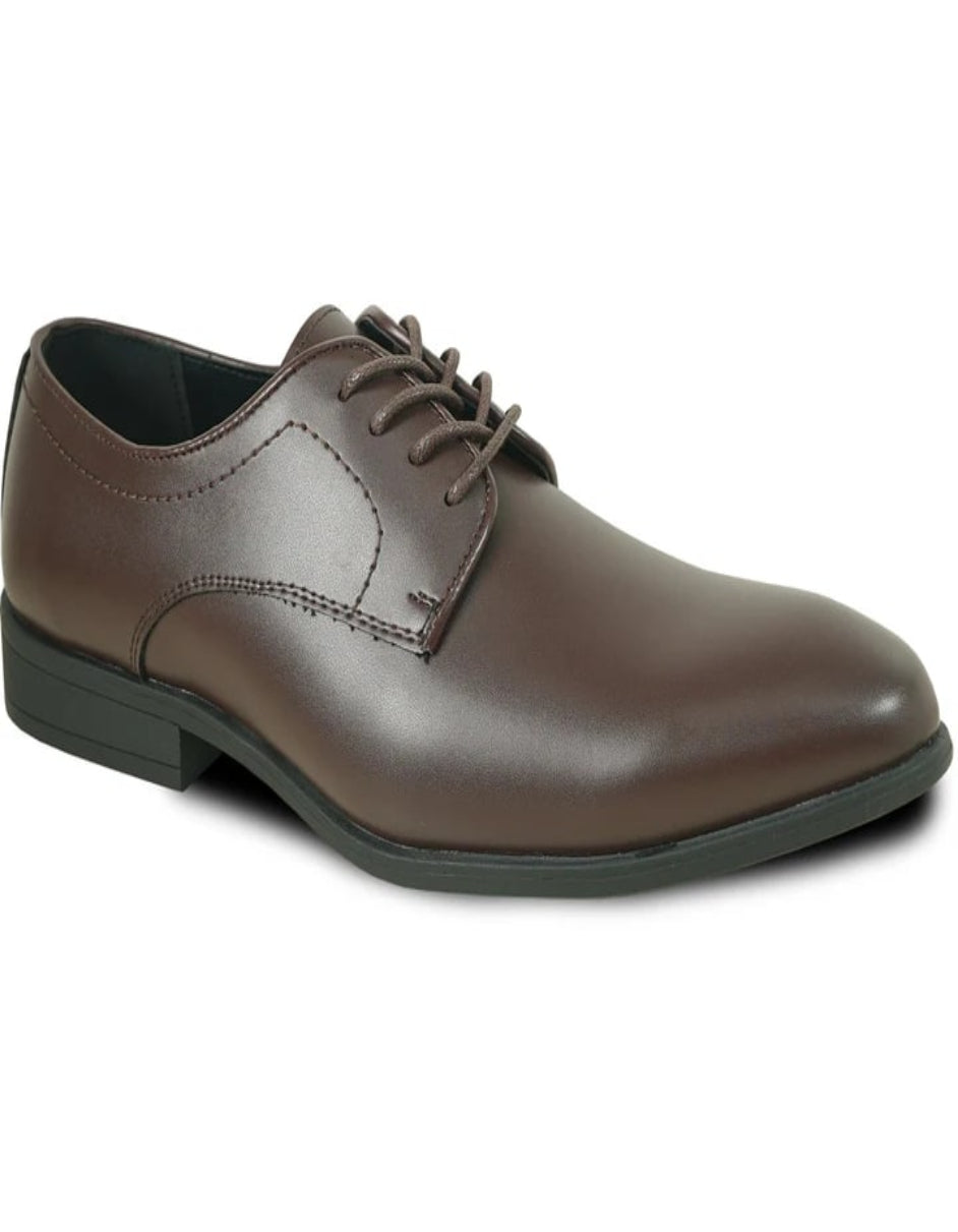 Mens Plain Round Toe Dress Oxford Dark Brown Shoe - 6.5 Standard / D / Medium