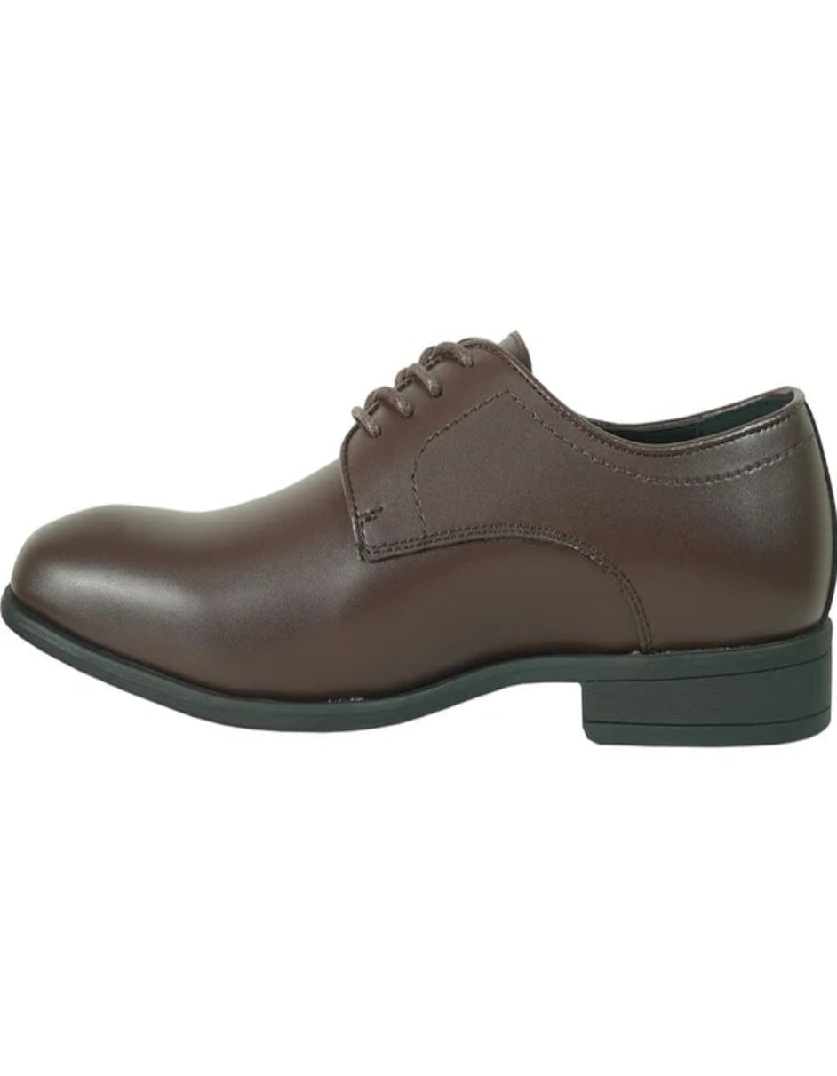 Mens Plain Round Toe Dress Oxford Dark Brown Shoe - 6.5 Standard / D / Medium