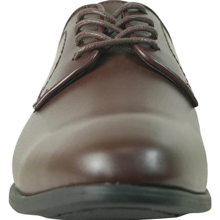 Mens Plain Round Toe Dress Oxford Dark Brown Shoe - 6.5 Standard / D / Medium