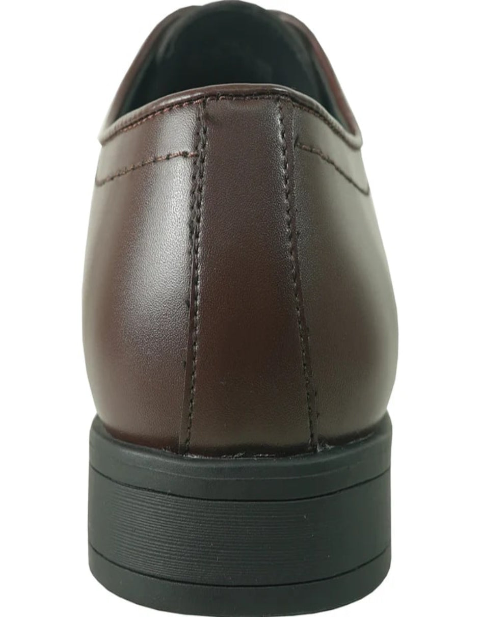 Mens Plain Round Toe Dress Oxford Dark Brown Shoe - 6.5 Standard / D / Medium
