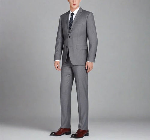 Renoir Clothing - Renoir Suit - Renoir Fashion - Super 140s Wool Two Button Slim Fit Dark Grey Renoir Suit