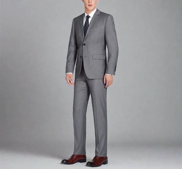 Renoir Clothing - Renoir Suit - Renoir Fashion - Super 140s Wool Two Button Slim Fit Dark Grey  Renoir Suit - Coat Size 38