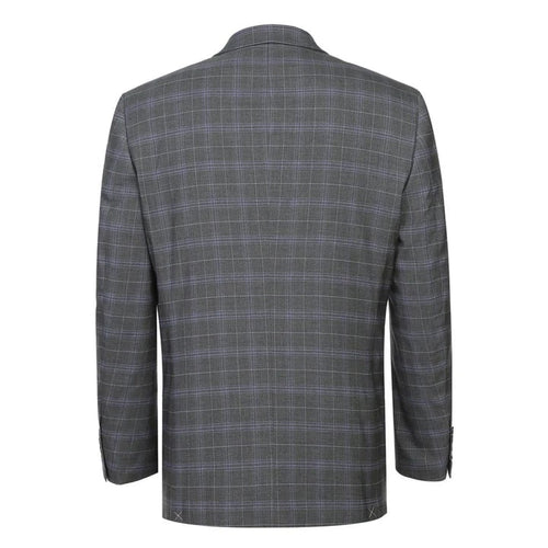 Cheap priced Suit- Mens Classic Fit Two Button Suit In Dark Grey Windowpane Plaid