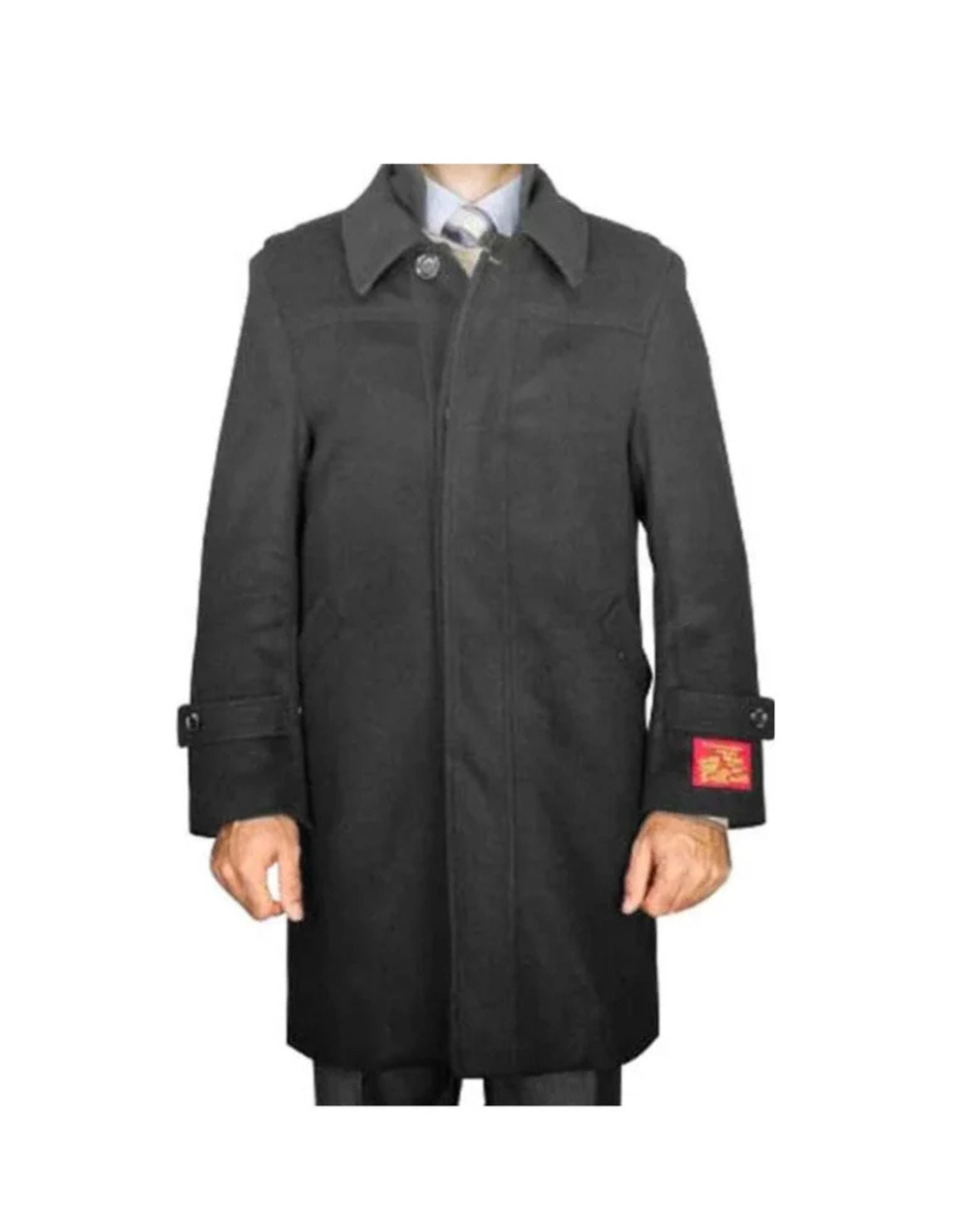 Dark Grey Wool / Blend Modern Coat - Mens Overcoat - Coat Size 38