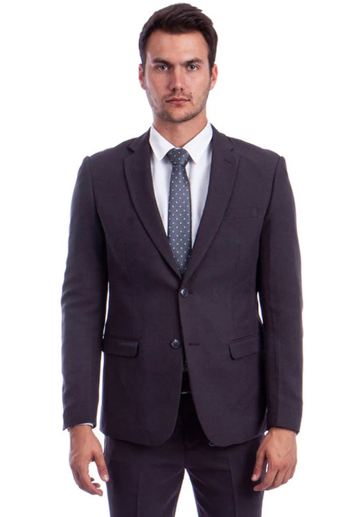 Cheap Priced Suit - Men's Two Button Basic Hybrid Fit Business Dark Grey Suit