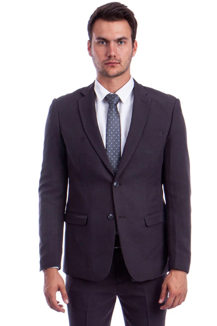 Cheap Suit - Men's Two Button Basic Hybrid Fit Business Dark Grey Suit - 38 Short Jacket+32 Waist Adjustable 28to34)(Height: 5 4 to5 7 )(Neck 15-16.5)S-M)