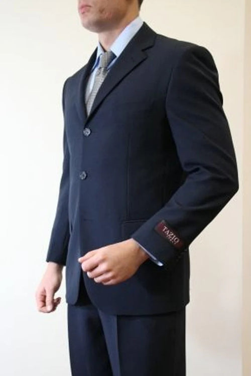 Cheap Priced Suit - Men's Basic Three Button Poplin Dark Navy Suit