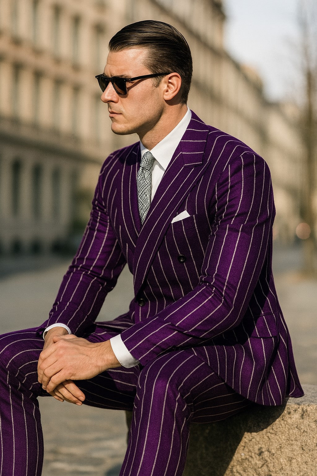 Dark Purple Pinstripe Suit - Gangster Suit - 1920's Suit