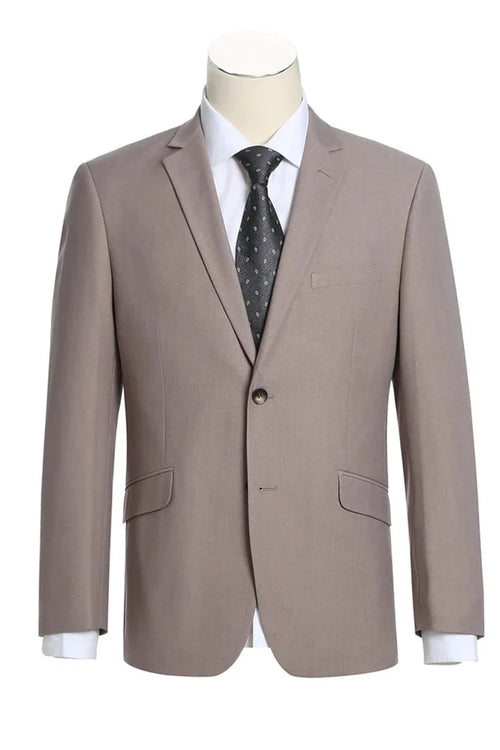 Cheap Priced Suit- Mens Basic Two Button Slim Fit Dark Tan Suit