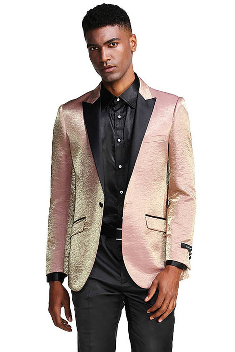Rose Gold Men's Slim Fit Satin Tuxedo Jacket for Prom & Wedding