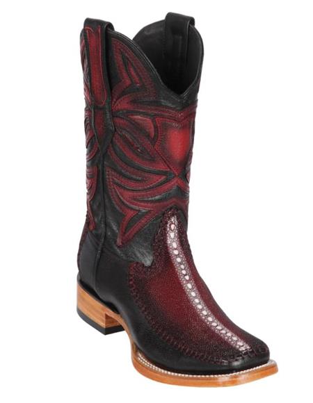 Los Altos Boots Rowstone Stingray And Deer Faded Burgundy - 6.0 Standard / D / Medium