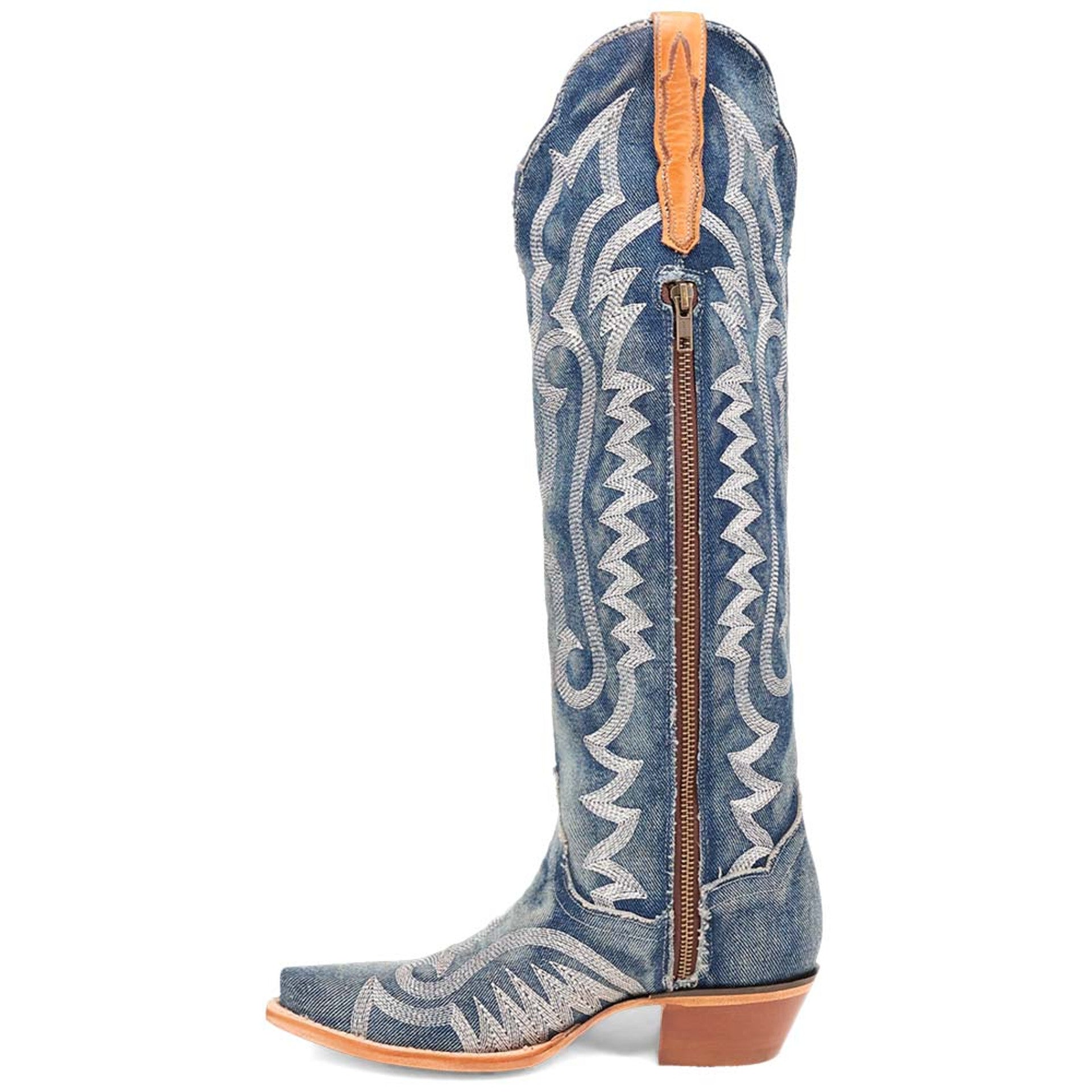 Dan Post Women's Denim Darlin Zipper Snip Toe Boots - 6M