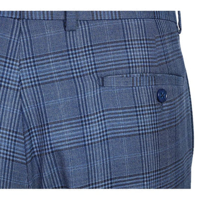 Designer Brand - Wool Stretch Single Breasted Slim Fit Denim Blue Glen Check