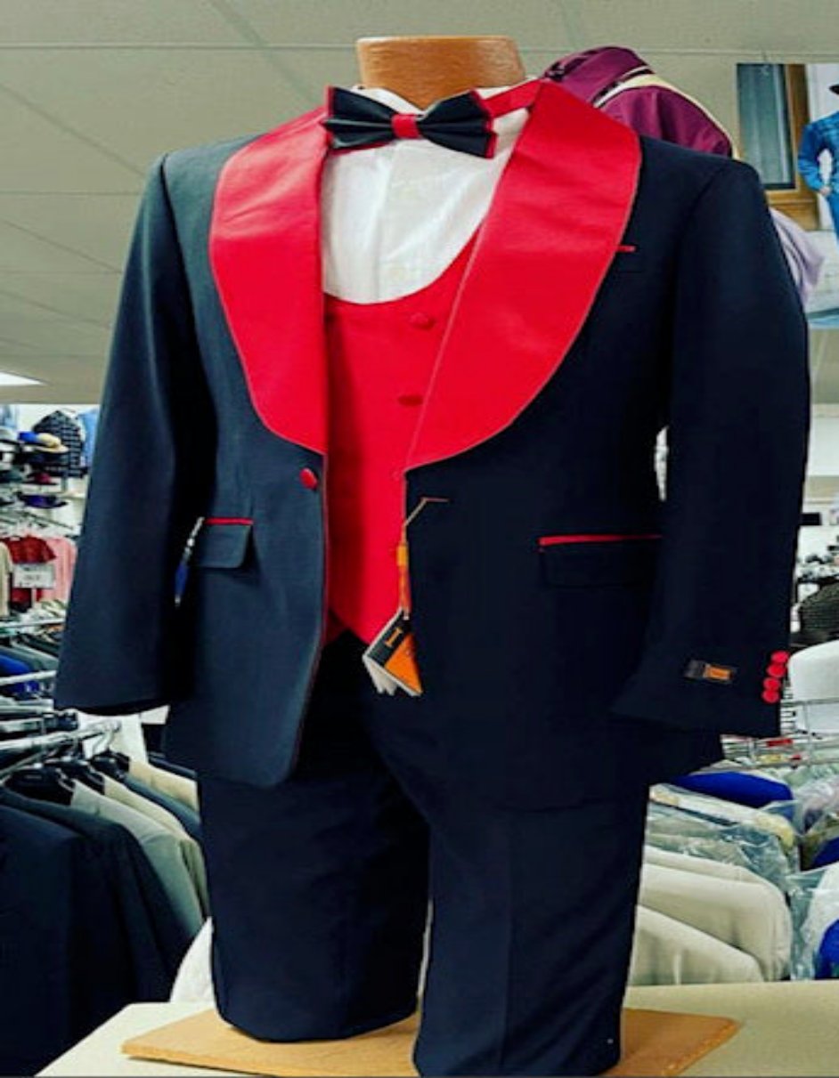 Mens Black Dinner Jacket - Two Toned Color Blazer - Black and Red Sport Coat - Coat Size 38