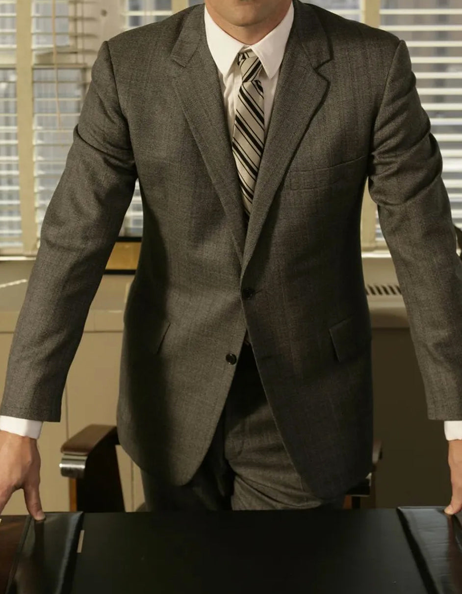 Mens Don Draper Charcoal Suit - 38 Short Jacket+32 Waist Adjustable 28to34)(Height: 5 4 to5 7 )(Neck 15-16.5)S-M)