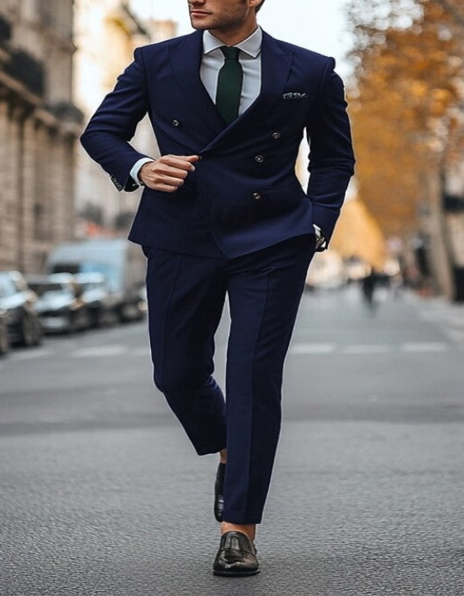 Elegant Casual 2-Piece Suit with Gold Chain Accent and Belt