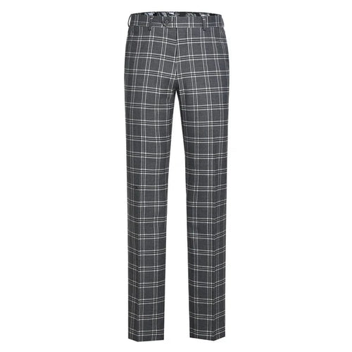 English Laundry Suits Designer Brand - Stretch Performance Double Breasted Grey Plaid Slim Fit Suit by English Laundry