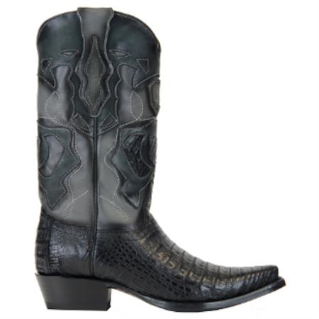 Men's Black Genuine Caiman Belly Handcrafted Dress Cowboy Boot Cheap Priced For Sale Online - 6EE