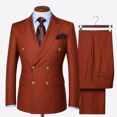 Rossi Man Rust Double Breasted Mens Modern Fit Suit