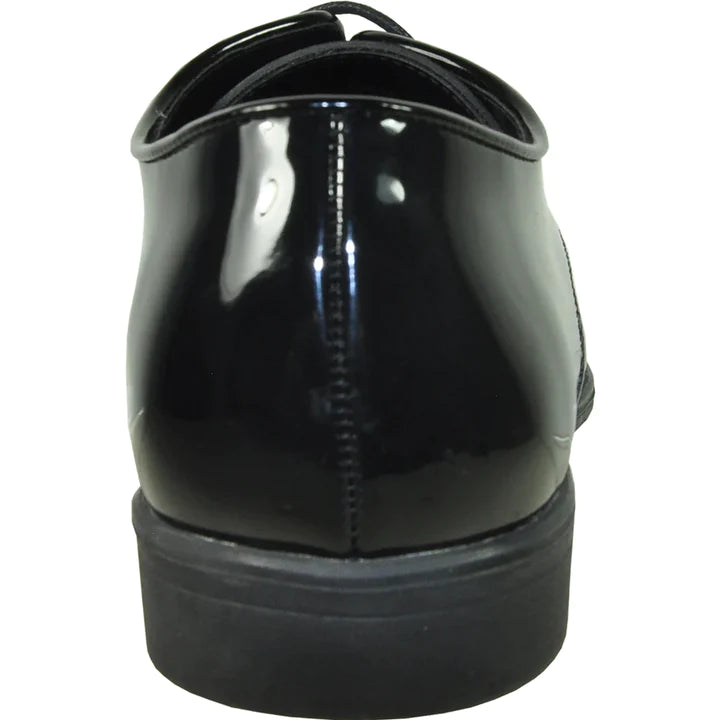 MENS SHINY PATENT PLAIN TOE DRESS SHOE IN BLACK - 6.5M