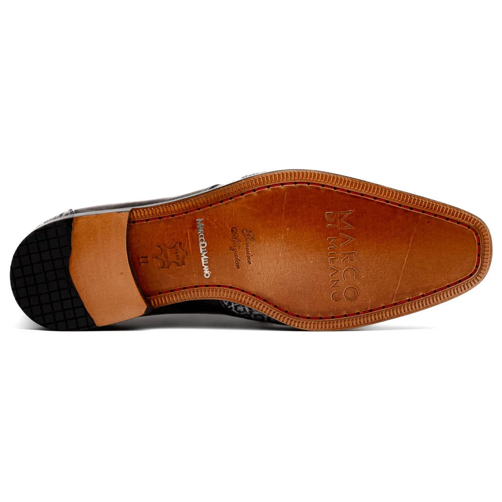 Marco Di Milano Anzio Exotic Alligator & Calfskin Leather Newspaper & Gray Oxfords - 8