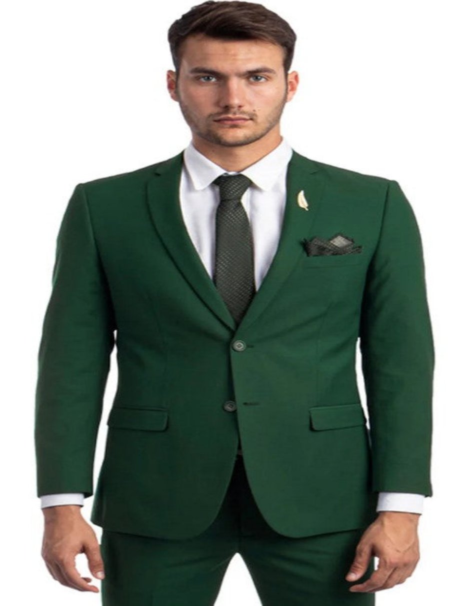 Emerald Green Suit - Slim Fit Wedding Suit For Groom and Groomsmen - Coat Size 38