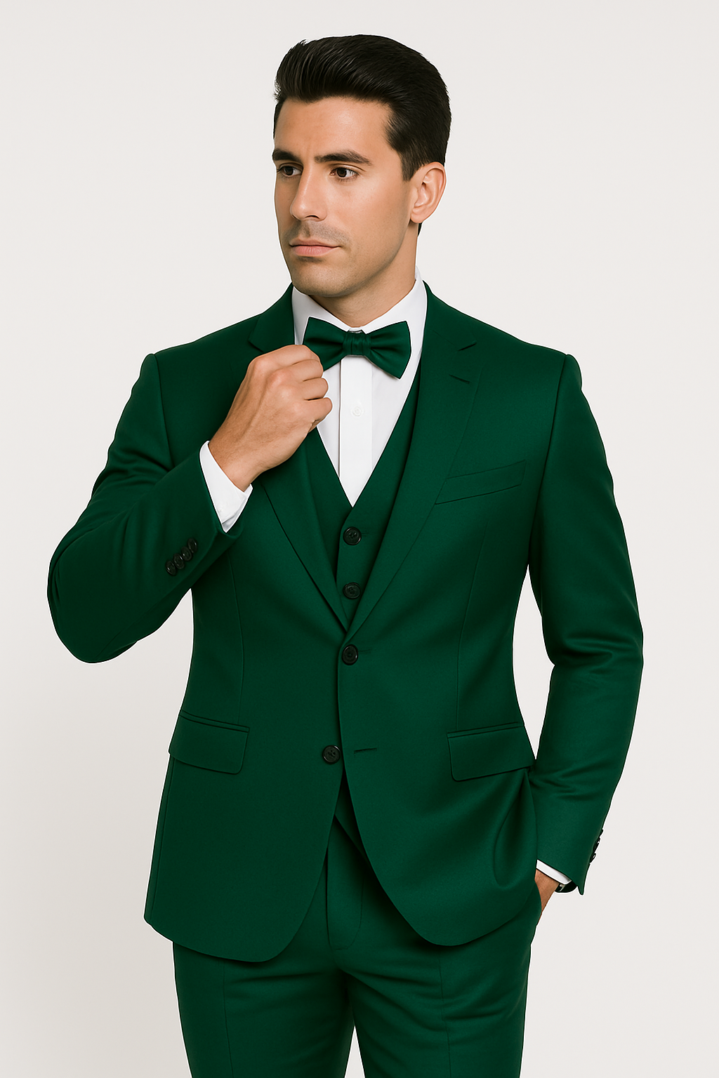 Emerald Green Satin Tuxedo Four Piece Set - Wedding - Prom - 34R Coat - 28 Waist