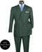 Ramses Collection - Hunter Green Regular Fit Double Breasted 2 Piece Suit with Flexible Elastic Waistband